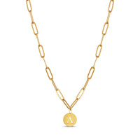 Engraved Clip Chain Initial Necklace - Gold